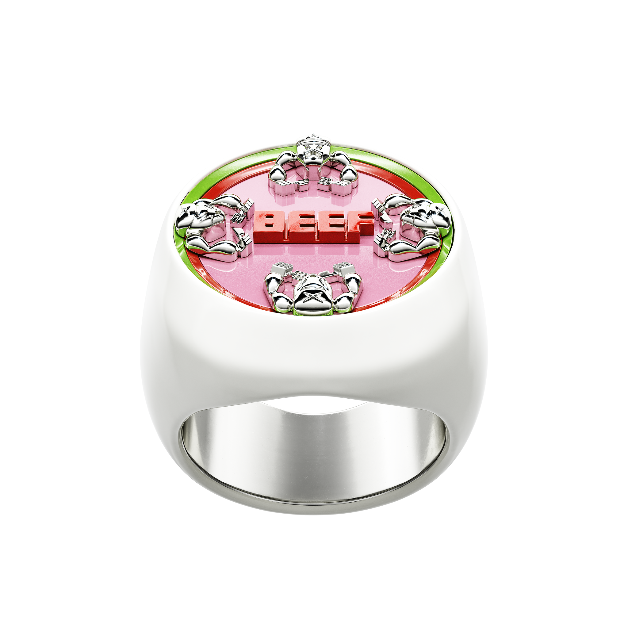 A detail of Beef Ring in Retba Pink